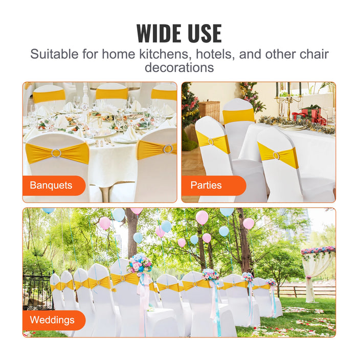 VEVOR 50pcs Stretch Spandex Chair Sashes Chair Sashes Bands for Wedding Party Banquet Decoration Elastic Bulk Chair Cover