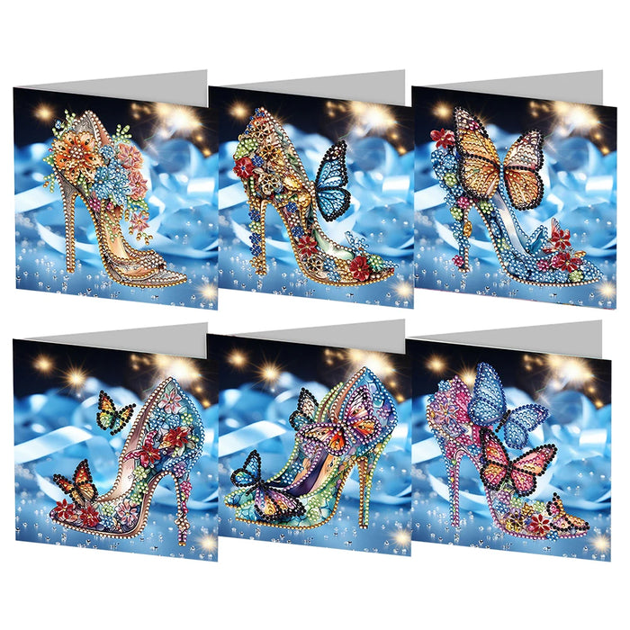 6pcs Diamond Painted Greeting Cards DIY Rhinestone Painting Mosaic Postcards Arts Crafts Thank You Card Christmas Birthday Gifts