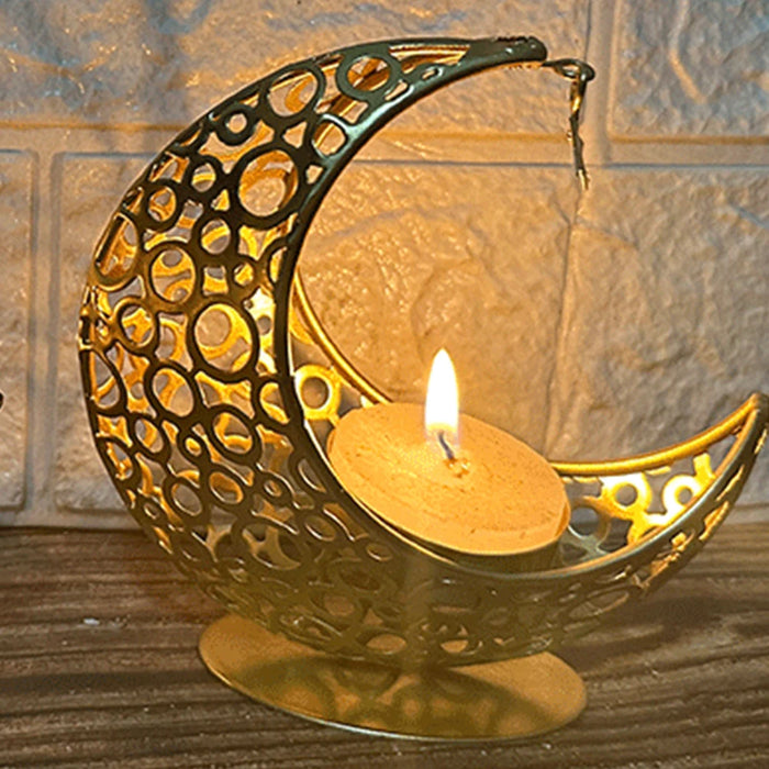 Eid Mubarak Candle Holder Metal Moon Candle Holder Home Islamic Muslim Party Decor Ramadan Decoration Eid Mubarak Table Decor