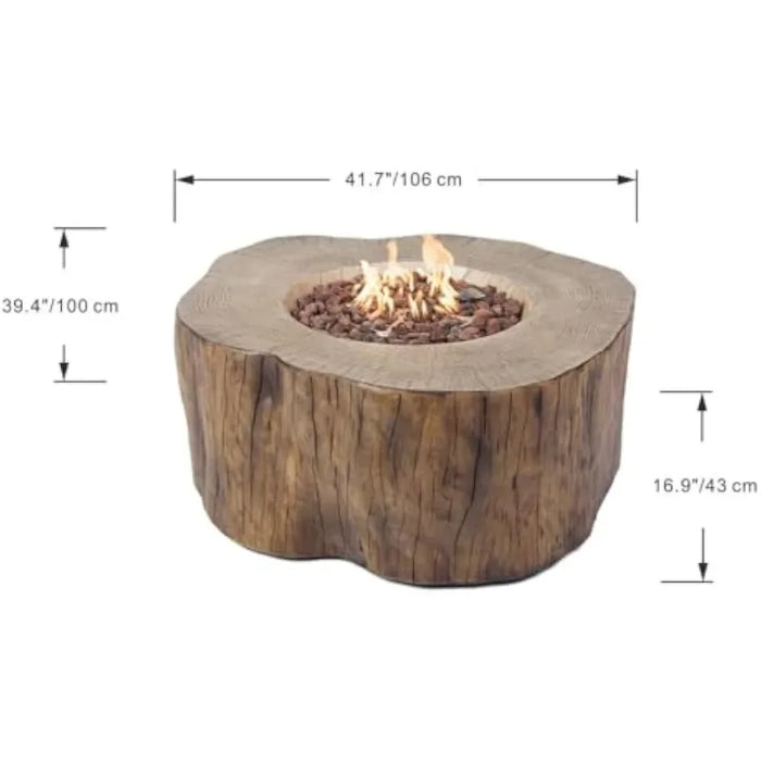 Outdoor Table 42 Inches Fire Pit Patio Heater Concrete Firepits Outside Electronic Ignition Lava Rock Included, Natural Gas