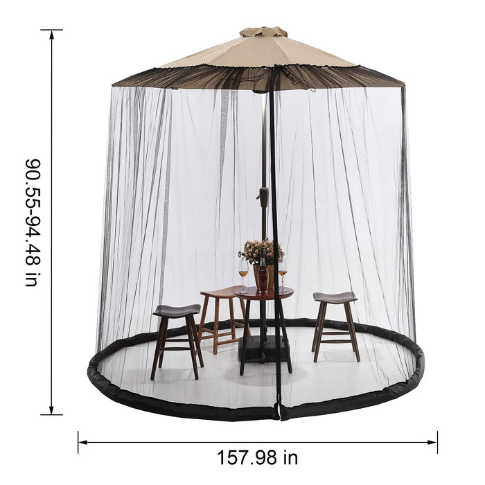 Parasols Net Adjustable Mosquito Net Cover Screen for Garden Umbrella Parasol Patio Table Bug Netting Cover with 2 Zipper Doors