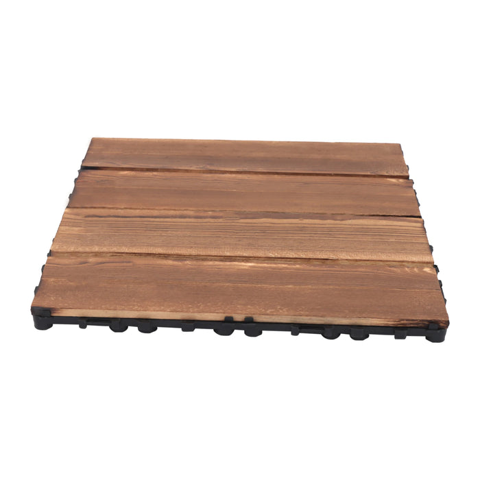 36 Pack Hardwood Patio Deck Flooring Tile Wood Outdoor Interlocking Flooring Tiles 12" × 12" Interlocking Patio Tiles