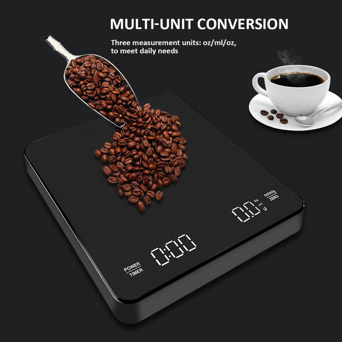 3kg/0.1g Portable Electronic Scales Drip Coffee High Precision Timing Home Kitchen Scales LED Display Tools