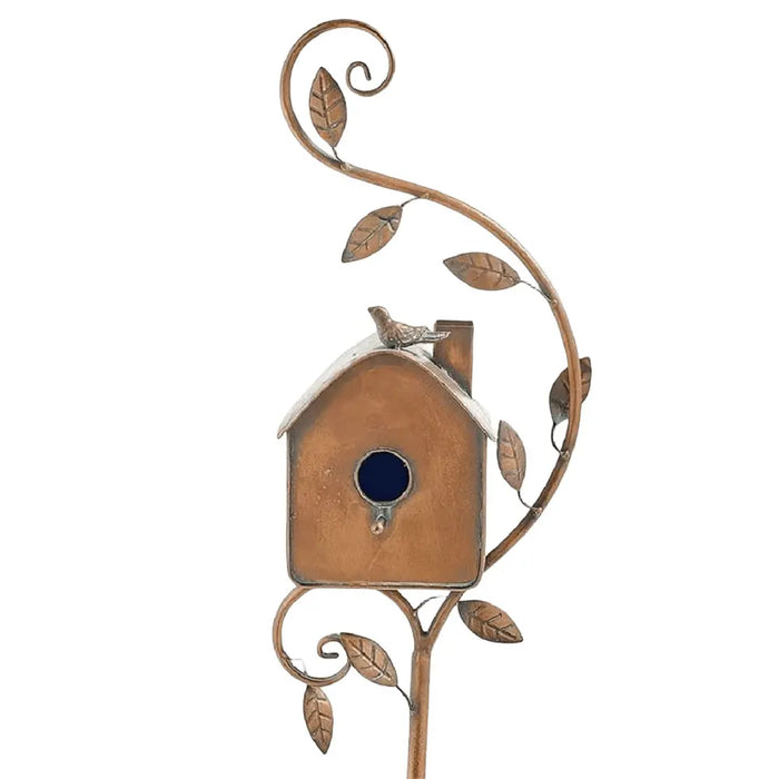 Birdhouse Garden Stakes Metal Bird House with Pole Iron Art Courtyard Bird Feeder Bird Houses for Outdoor Garden Yard Decoration