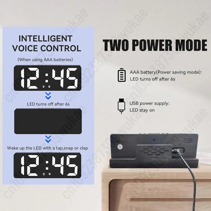 Digital Alarm Clock 12/24H Display Dual Alarm Temperature Display Snooze Function LED Desktop Clock For Home Bedroom Office