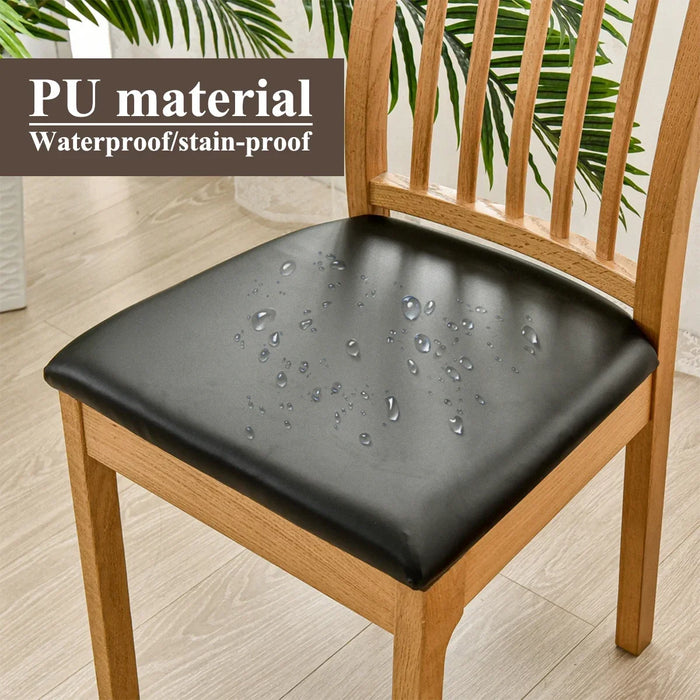 4/8pcs Dining Chair Covers Waterproof Seat Slipcover PU leather Seat Covers Chairs Removable Chair Seat Cushion Cover