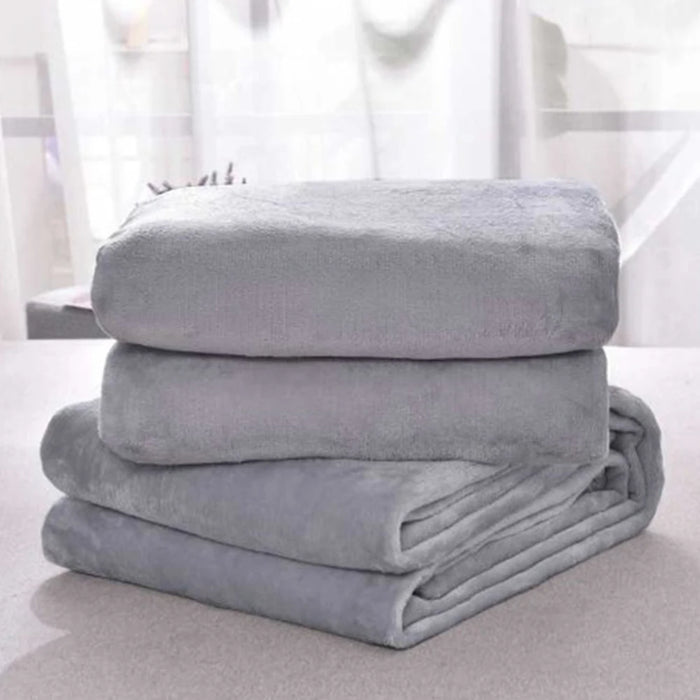 70x50cm Grey Flannel Fleece Blanket Simple Solid Color Sofa Breathable Bedspread Adult Children Soft Warm Throw Home Bed Covers