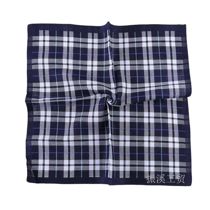 6Pcs 43x43cm Square  Cotton Dark Color Striped Checkered Men Pocket Towel Wedding Party Gift Business Handkerchiefs