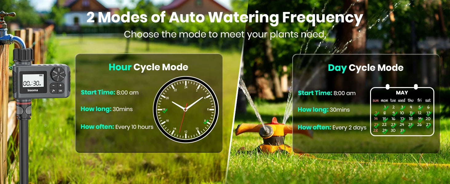 INSOMA Automatic Water Timer Intelligent Irrigation Watering System Sprinkler Timer Garden Programmer Equipment LCD Display IPX5