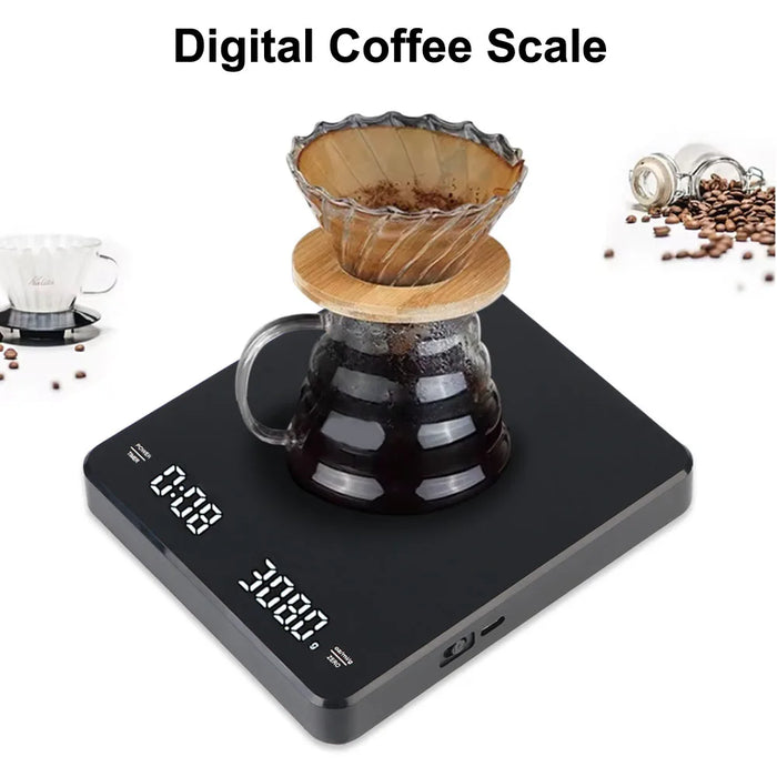 With Timing Digital Display Electronic Scale USB Charging Touch Key Coffee Scale Bakery Electronic Scale 3kg/0.1g