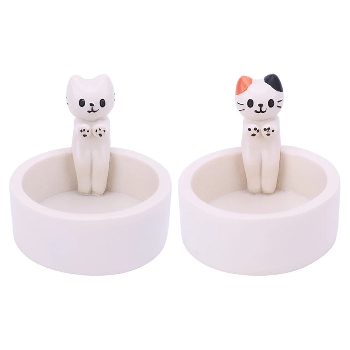 1/2PCS Kitten Candle Holder Cartoon Cat Candlestick Holder High Tempe Resistant Cat Warming Paws Candle Cute Candle Holder Decor