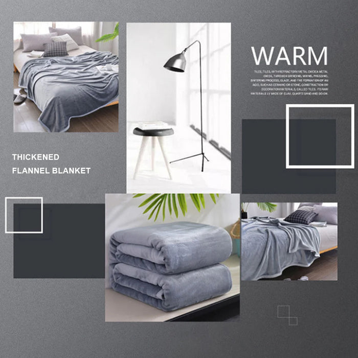 70x50cm Grey Flannel Fleece Blanket Simple Solid Color Sofa Breathable Bedspread Adult Children Soft Warm Throw Home Bed Covers