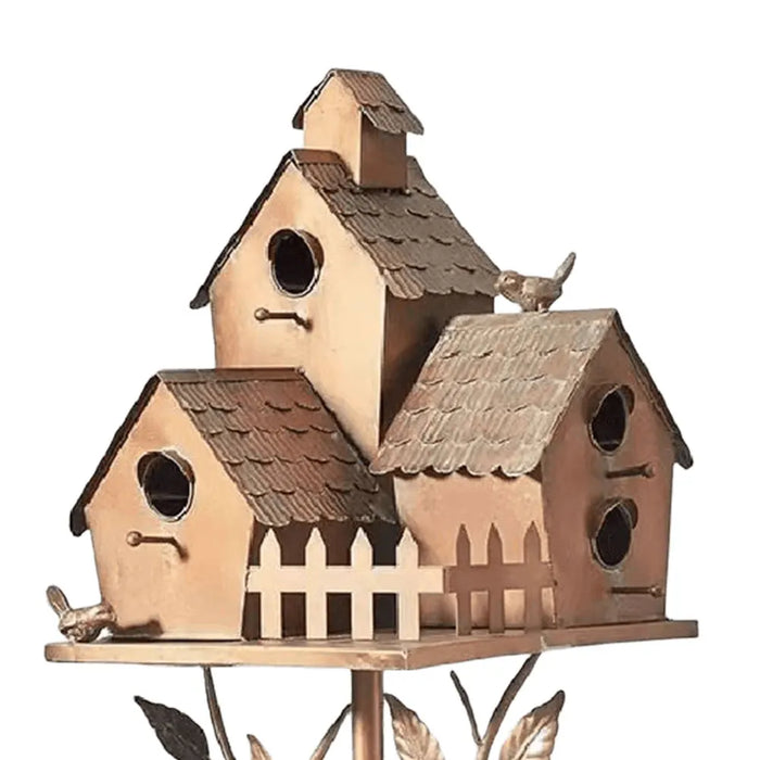 Birdhouse Garden Stakes Metal Bird House with Pole Iron Art Courtyard Bird Feeder Bird Houses for Outdoor Garden Yard Decoration