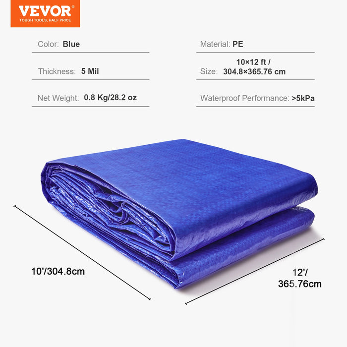 VEVOR Heavy Duty Tarp 16 Mil Thick  Waterproof Tear Proof Poly Plastic Tarps Cover  Multi-Purpose Outdoor Tarpaulin for Truck