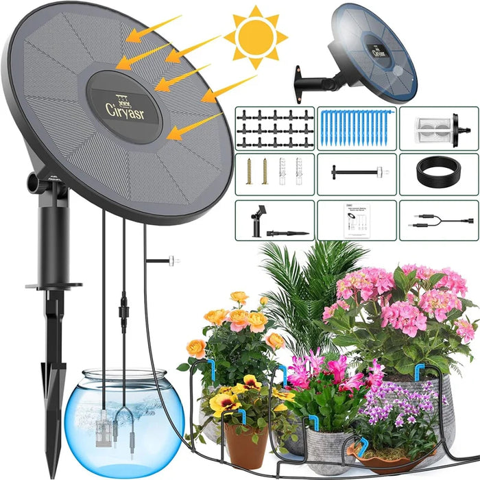 Solar Drip Irrigation System,Automatic Watering System with 2200mAh Battery and 6 Timer Modes for Potted Plants Drip Irrigation