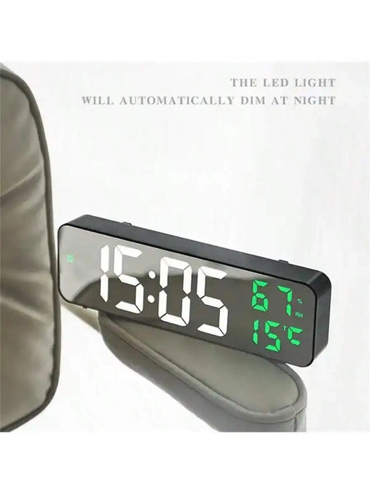 Led Digital Wall Clock Large Screen Wall-Mounted Time Temperature Humidity Display Electronic Alarm Clock  Decoration