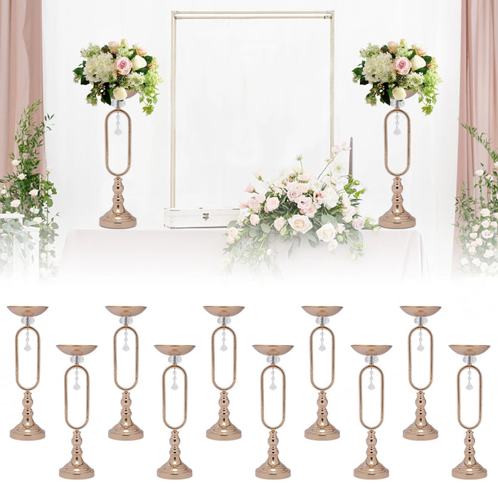 10Pcs Wedding Centerpieces, 19.5in/17.5in/15.6in Tall Metal Flower Display Vases Stand Set, Gold Flower Vase Wedding Candle Hold