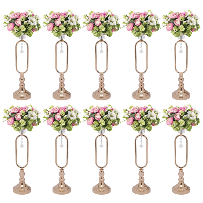 10Pcs Wedding Centerpieces, 19.5in/17.5in/15.6in Tall Metal Flower Display Vases Stand Set, Gold Flower Vase Wedding Candle Hold