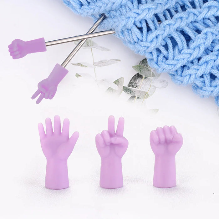 6Pcs Crochet Needles Caps Silicone Cute Needle Tip Protectors Rock Paper Scissors Knit Needle Tip Covers for Knitting Crafting