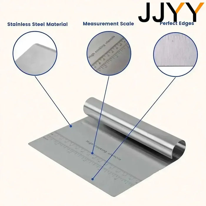 JJYY Multi-purpose Stainless Steel with Scale Cutting Knife Cake Scraper Nougat Dough Slicer Kitchen DIY Baking Decoration Tools