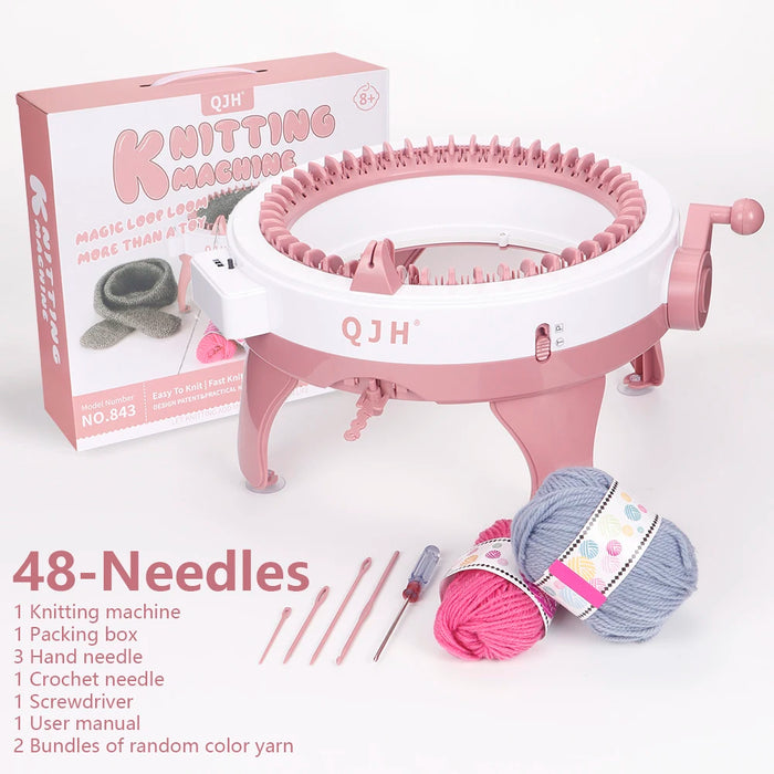 QJH 48-Needle Knitting Machine Kit | Portable, Easy-to-Use DIY Loom for Scarves, Hats, Gloves More DIY Smart Hand Weaving Machin