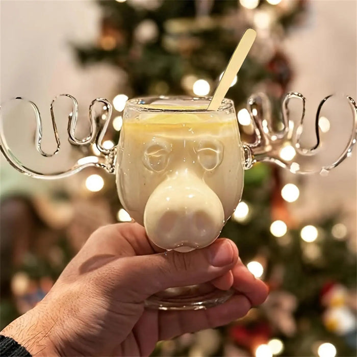 Christmas Elk Wine Glass Cocktail Juice Cup Reindeer Mug Wine Beer Water Milk Whiskey Glasses Drinkware Shot Cups Christmas Gift