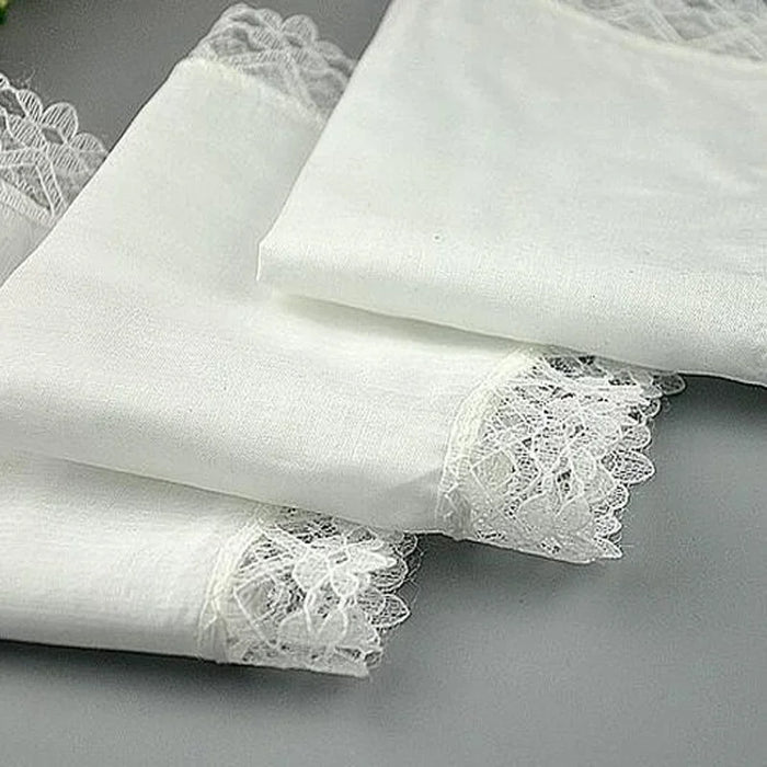 Women Square lady Handkerchief white lace embroidery children Cotton wedding Christmas Gift hand towel hanky 20*20cm 5pcs