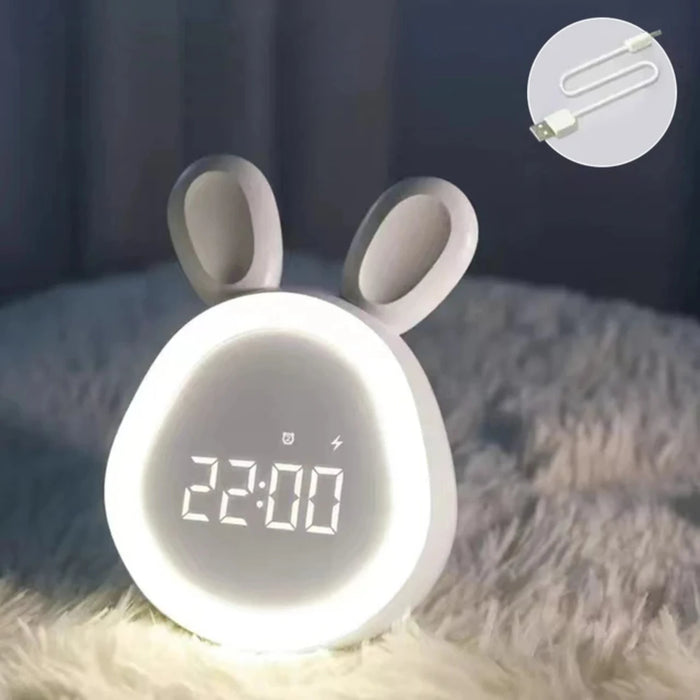 Adorable Cute Rabbit Digital Alarm Clock with Stepless Dimming Night Light - Perfect for Boys and Girls