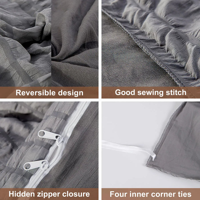 Ntbay 3/2-Piece Ultra Soft and Cozy Textured Seersucker Duvet Cover Set (Not Include Comforter and pillow)