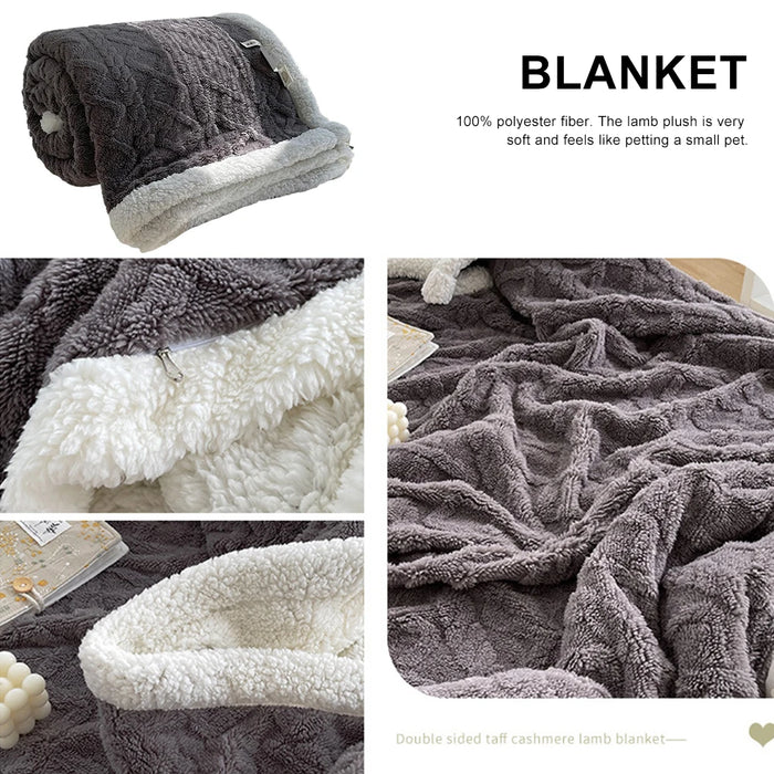 Winter Cozy Blanket Thick Double Side Microfiber Fleece Fabric Super Soft Throw Blanket Comfortable Bed Warm Sofa Cover 2.3X2m