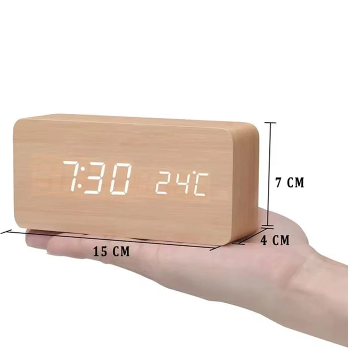 Alarm Clock  Bedrooms Bedside Table Wooden Desk Decor Wake  Table Clock With Temperature  Digital Clock Light Dawn