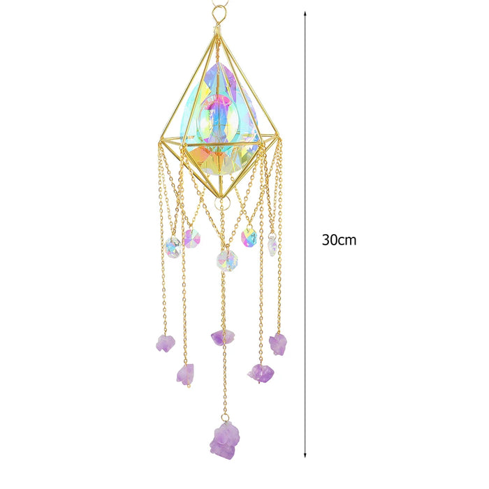 Crystal Wind Chime Hexagon Diamond Prism Hanging Rainbow Chaser Lighting Window Curtains Pendant Home Garden Decor Dream Catcher