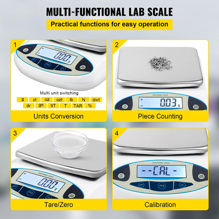 VEVOR Kitchen Scale 5000g x 0.01g Lab Analytical Balance W/ LCD Backlit Screen Digital Weight Mini Precision Pocket Electronic