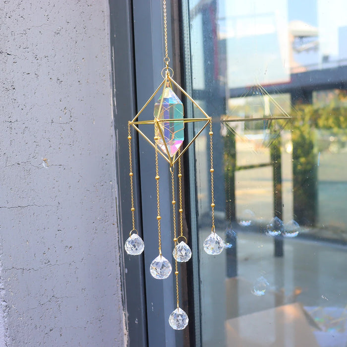 Crystal Wind Chime Hexagon Diamond Prism Hanging Rainbow Chaser Lighting Window Curtains Pendant Home Garden Decor Dream Catcher