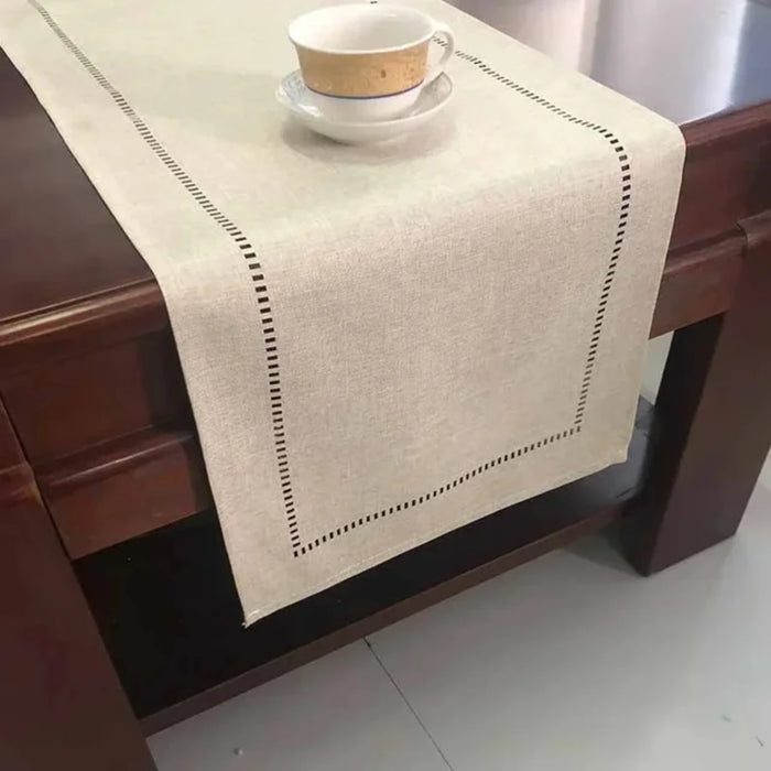 Farmhouse Table Runner - Elegant Linen - Decorative Dining Wedding Party Holiday Decor - Stylish Chic Touch Table Settings