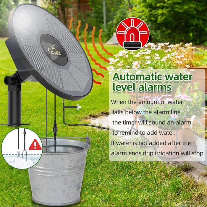 Solar Drip Irrigation System,Automatic Watering System with 2200mAh Battery and 6 Timer Modes for Potted Plants Drip Irrigation