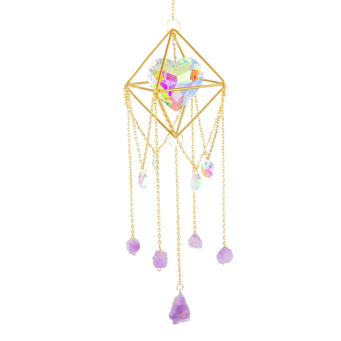 Crystal Wind Chime Hexagon Diamond Prism Hanging Rainbow Chaser Lighting Window Curtains Pendant Home Garden Decor Dream Catcher