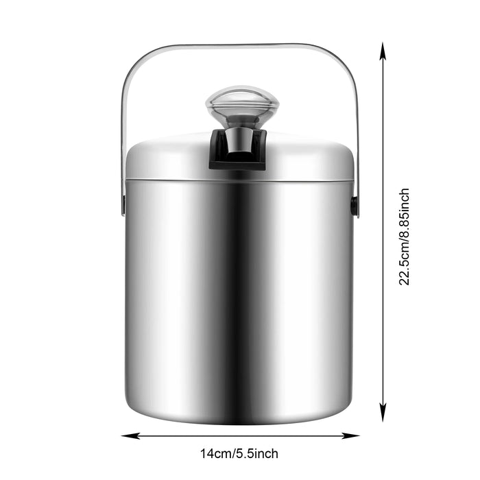 1.3L Ice Bucket Kit 304 Stainless Steel Insulated Beer Drink Keg Double-layer Beer Champagne Cooler KTV Barware Filter Clip