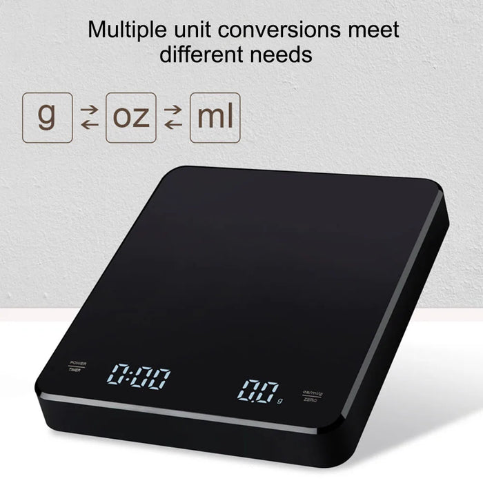 With Timing Digital Display Electronic Scale USB Charging Touch Key Coffee Scale Bakery Electronic Scale 3kg/0.1g