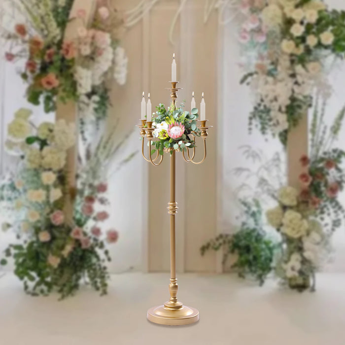 50inch Gold Pillar Candle Holder Candelabra Floral Centerpiece Stand Wedding Party Event Decoration