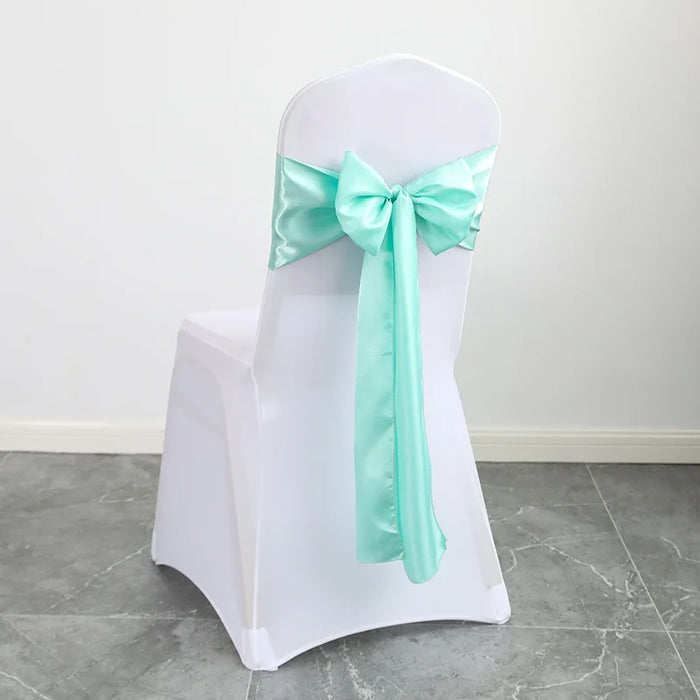 h these exquisite satin chair sashes in elegant sage green. Ideal for weddings, banquets, and parties, this pack of 10 luxurious