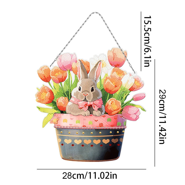 Easter Acrylic Single-Sided 5D DIY Diamond Painting Dots Pendant Rhinestone Diamond Art Window Pendants for Garden Window Decor