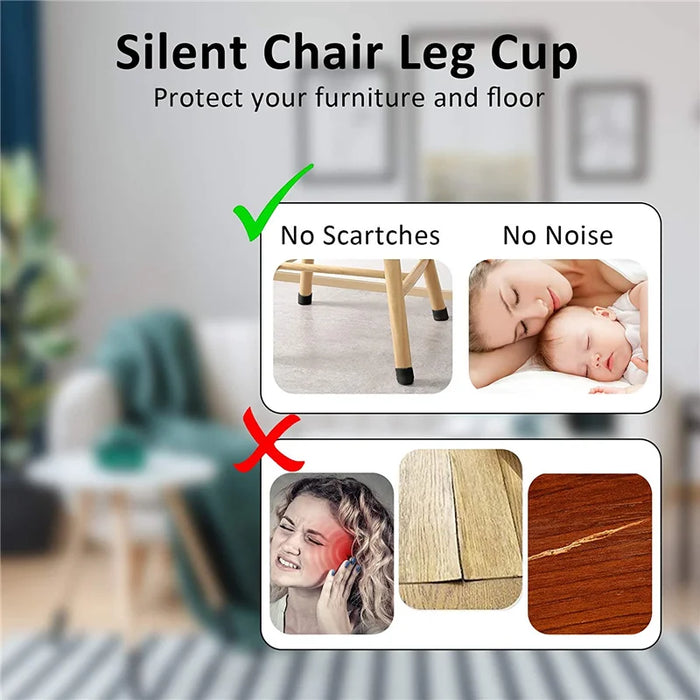 Silicone Chair Leg Protectors with Felt  Hardwood Floors Elastic Leg Cover Pad  Protecting Floors from Scratches and Noise