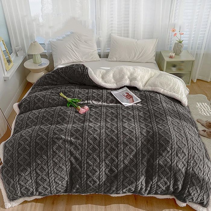 Winter Blanket Lamb Fleece Thick Double Side Super Soft Flannel Throw Blanket for Sofa Bed Cozy Comfortable Warm Throw Bedspread