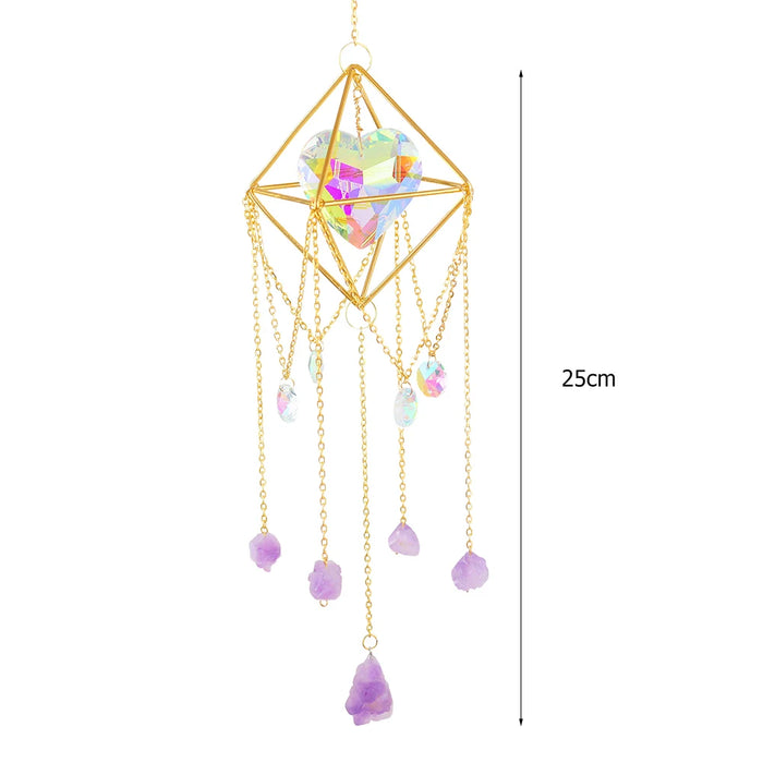 Crystal Wind Chime Hexagon Diamond Prism Hanging Rainbow Chaser Lighting Window Curtains Pendant Home Garden Decor Dream Catcher