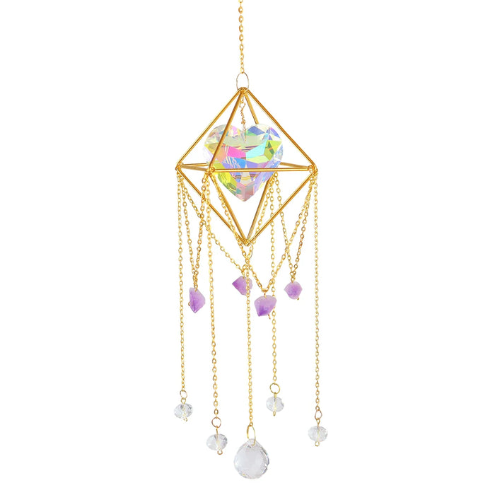 Crystal Wind Chime Hexagon Diamond Prism Hanging Rainbow Chaser Lighting Window Curtains Pendant Home Garden Decor Dream Catcher