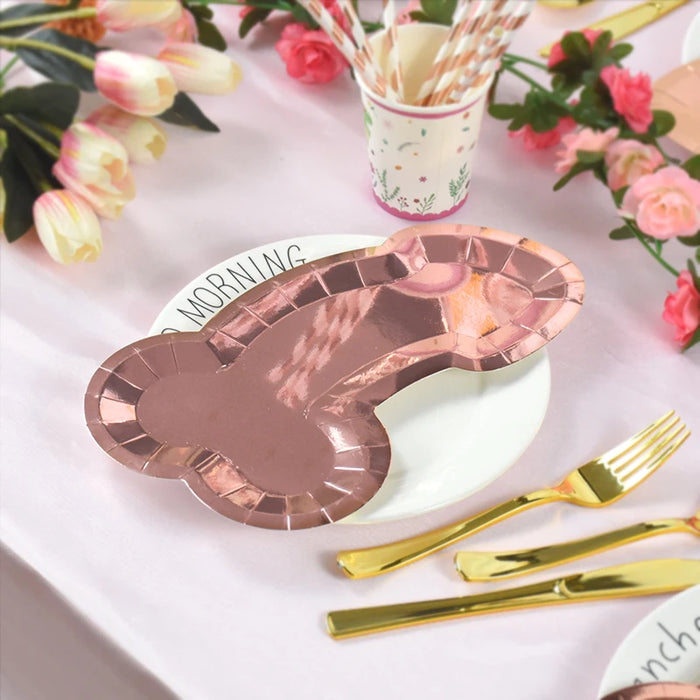 whimsical and playful disposable penis theme bachelorette party paper plate food tray set - decorative and fun hen night wedding