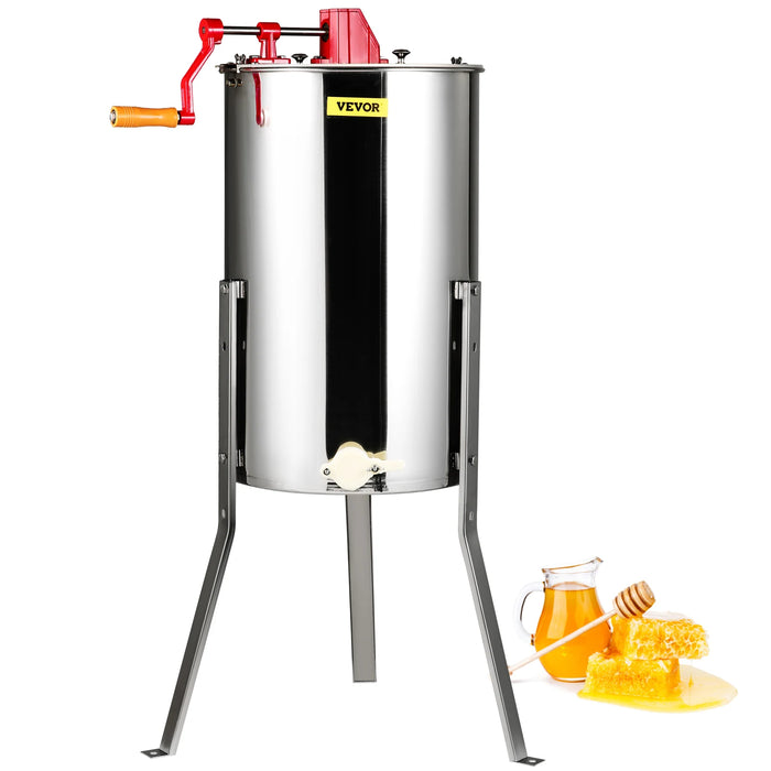 VEVOR Manual Honey Extractor 3 Frames Honey Spinner Extractor Stainless Steel Beekeeping Extraction with Height Adjustable Stand