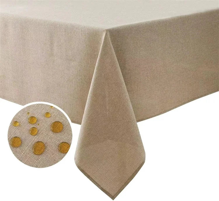 Stylish, Stain Resistant, and Washable Faux Linen Rectangle Tablecloths - Elevate Your Home Decor with Elegant and Durable Table