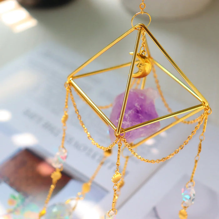 Crystal Wind Chime Hexagon Diamond Prism Hanging Rainbow Chaser Lighting Window Curtains Pendant Home Garden Decor Dream Catcher